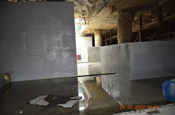 Roof slab water ponding test works